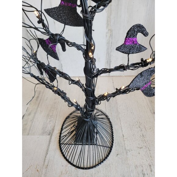 Halloween black wire tree light up witch hat home decor prop glitter unique - Picture 10 of 10